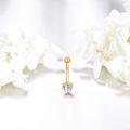 wholesale 14k Gold Heart-Shaped CZ Belly Button Ring for Women - Dangle Navel Piercing Jewelry-0-3