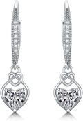 wholesale Sterling Silver Moissanite Infinity Knot Leverback Earrings, 1.0ct D Color Heart-Cut, Sparkling Gift for Her-0-0