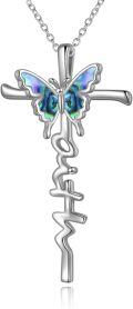 wholesale 925 Sterling Silver Butterfly Cross Pendant Necklace for Women Gifts for Mom Wife-0-0