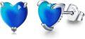 wholesale 925 Sterling Silver Blue Opal Heart Studs & Necklaces Set for Women - Hypoallergenic -0-0