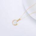 wholesale 14K Gold White Opal Crescent Moon & Star Pendant Necklace with Chain - Gifts for Her-0-4