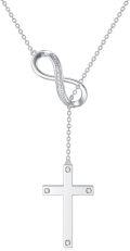 wholesale Sterling Silver Natural Diamond Heart Infinity Sideways Cross Necklace for Women-0-0