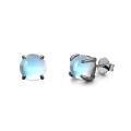 wholesale 925 Sterling Silver Blue Opal Stud Earrings Elegant White Gemstone Jewelry-0-0