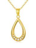 TOUPOP 14K Gold Teardrop Filigree Pendant Necklace-0-0