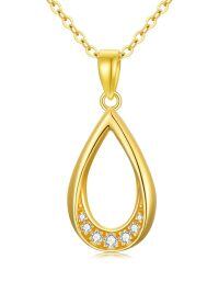 TOUPOP 14K Gold Teardrop Filigree Pendant Necklace-undefined