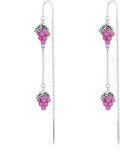 wholesale 925 Sterling Silver Pink Grapes Long Drop Earring Gift for Women Girls Jewelry -0-0