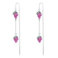 wholesale 925 Sterling Silver Grape Dangle Earrings With Enamel Detailing And Chain Accents-Grape