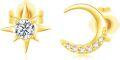 wholesale 14K Rose Gold  Crystal Moon & Star Stud Earrings for Women-0-7