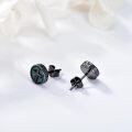 wholesale 925 Sterling Silver Black Gold Cross Turquoise Rune Stud Earrings-0-1