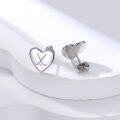 wholesale 925 Sterling Silver Heart-Shaped Crossed Hockey Sticks Stud Earrings for Women Girls Sport Lover Gift Jewelry Accessories-0-1