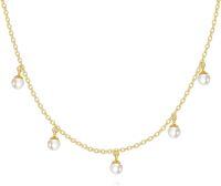 wholesale 14K Gold Freshwater Pearl Station Necklace for Women - Elegant Pendant-F-Five Pearls Necklace