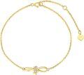 wholesale 14K Gold Chain with Crystal Bow and Heart Charm Bracelet for Women (6-8 inches adjustable length)-0-0