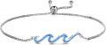 wholesale 925 Sterling Silver Blue Opal Wave Adjustable Bracelet for Women Sea Inspired  Idea-0-0