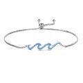 wholesale 925 Sterling Silver Blue Opal Wave Adjustable Bracelet for Women Sea Inspired  Idea-0-0