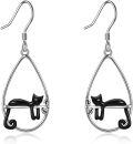 wholesale 925 Sterling Silver Cat Heart Hoop Dangle Earrings Cute s for Women-0-0