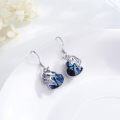 wholesale 925 Sterling Silver Blue Crystal Unicorn Drop Earrings for Women Girls  3cm Long-0-3