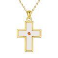 wholesale 925 Sterling Silver Gold Cross Pendant Necklace With Amber Stone-0-0