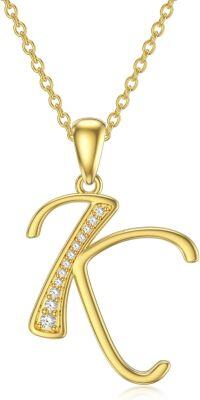 wholesale 14K Gold Moissanite A Z Initial Necklace for Women 16+2 -K
