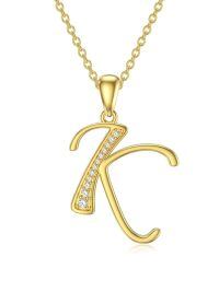 wholesale 14k Yellow Gold Lab Diamond Initial Letter Necklace Wholesale With Chain-K