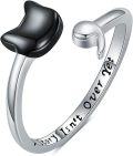wholesale 925 Sterling Silver Sunflower Cat Semicolon Adjustable Open Ring-0-0