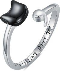 wholesale 925 Sterling Silver Sunflower Cat Semicolon Adjustable Open Ring-Cat Semicolon