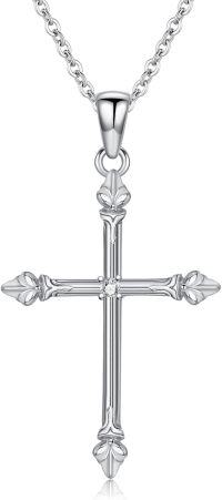 wholesale 925 Sterling Silver Lab-Grown Cubic Zirconia Cross Pendant Necklace for Women-Style C