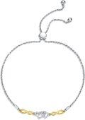 wholesale 14K Solid Gold & 5A CZ Dainty Infinity Heart Anklet with Sterling Silver Chain, 38mm, Gift for Her-0-0