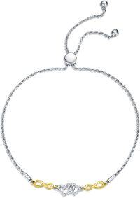 wholesale 14K Solid Gold & 5A CZ Dainty Infinity Heart Anklet with Sterling Silver Chain, 38mm, Gift for Her-9+2 Inch