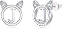 wholesale 14K Gold Plated Sterling Silver 0 06cttw Natural Diamond Initial Stud Earrings A Z-J