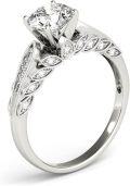 wholesale 14K White Gold 1.5CT Moissanite Floral Engagement Ring with Graduated Cathedral Band, Lab-Grown Stones, Nickel-Free Hypoallergenic, Gift Box-0-3