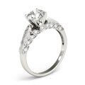 wholesale 14k White Gold Vintage Round Moissanite Engagement Ring With Marquise Milgrain Shoulders-0-3