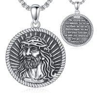 wholesale Saint Patron Necklace For Men Women 925 Sterling Silver St Medal Protection Necklace Catholic Religious Amulet Gifts For Christmas Birthday Father Son Brother Husband -style_name:A-Jesus I