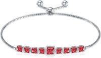wholesale TOUPOP Bracelet For Women Sterling Silver Classic Birthstone Tennis Bracelet With Fashion Jewelry Gifts For Women Teen Girls Friend Birthday | Adjustable Silder (d-01-january-garnet), 7+2 -undefined
