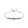 TOUPOP Sterling Silver Garnet Tennis Bracelet Adjustable Slider-0-0