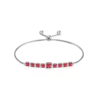 TOUPOP Sterling Silver Garnet Tennis Bracelet Adjustable Slider-undefined