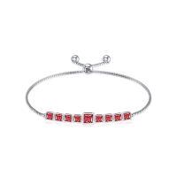 TOUPOP Sterling Silver Garnet Tennis Bracelet Adjustable Slider-undefined