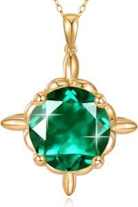 wholesale 14K Gold Gemstone Birthstone Pendant Necklaces for Women-05-May