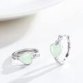 wholesale 925 Sterling Silver Glow in the Dark Celtic Heart Hoops - Luminous Green Stone  for Her-0-1