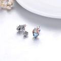 wholesale 925 Sterling Silver Heart-Shaped Blue Crystal Unicorn Stud Earrings for Kids Adults-0-2