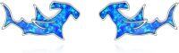wholesale 925 Sterling Silver Blue Opal Hammerhead Shark Stud Earrings-Shark