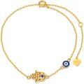 wholesale 14K Gold Hamsa Hand & Evil Eye Charm Bracelet for Women - Good Luck and Protection Jewelry (Size: S/M/L)-0-0