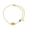 wholesale 14K Gold Hamsa Hand & Evil Eye Charm Bracelet for Women - Good Luck and Protection Jewelry (Size: S/M/L)-0-0