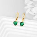 wholesale 14k Gold Heart Shaped Emerald Earrings-0-2