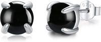 wholesale 925 Sterling Silver Round Black Onyx Stud Earrings 6mm-Black Onyx