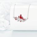 wholesale 925 Sterling Silver Red Bird on Branch Pendant Necklace for Women Girls  48cm Chain Length-0-1