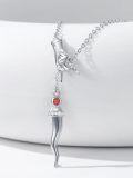 wholesale 925 Sterling Silver Hand Holding Cornicello Lucky Charm Pendant Necklace for Women-0-1