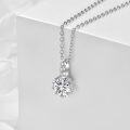 wholesale 14K White Gold Plated Sterling Silver Moissanite 1 2ct Lotus Necklace for Women-0-4