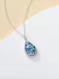 TOUPOP Sterling Silver Turquoise Butterfly Dragonfly Bee Hummingbird Ladybug Pendant Necklace-0-4