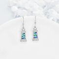 wholesale 925 Sterling Silver Abalone Shell Lighthouse Drop Earrings - Yoga Jewelry (4 cm)-0-3