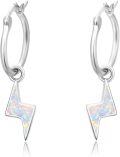 wholesale 925 Sterling Silver Fire Opal Lightning Bolt Hoop Earrings Hypoallergenic Small Stud Jewelry Birthday Gifts for Women-0-0